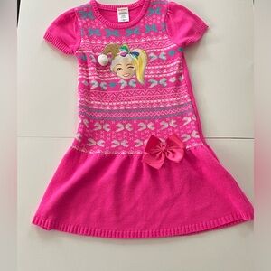 JOJO SIWA Girls Sweater Dress Size 7/8 Nickelodeon Pink Print Bow Dress